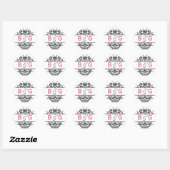 Zwart & Hot Pink Crest Envelope Seal Ronde Sticker (Vel)