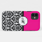 Zwart "Hot Pink" Damask Lace ID™ iPhone 5 Hoesje (Achterkant (horizontaal))