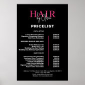 Zwart Hot Pink Hair prijslijst Poster (Voorkant)
