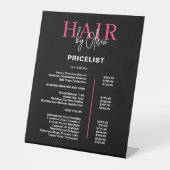 Zwart Hot Pink Hair prijslijst Reclamebord Met Voetstuk (Voorkant)