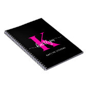 Zwart Hot Pink Monogram Notitieboek (Rechterzijde)