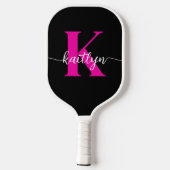 Zwart Hot Pink Monogram Pickleball Paddle (Achterkant)