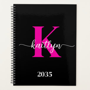 Zwart Hot Pink Monogram Planner
