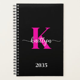Zwart Hot Pink Monogram Planner