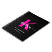 Zwart Hot Pink Monogram Schetsboek Notitieboek (Linkerzijde)
