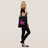 Zwart Hot Pink Monogram Tote Bag (Op model)
