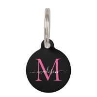 Zwart Hot Pink Monogram Vrouwelijk Script Naam