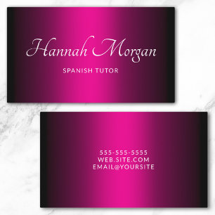 Zwart Hot Pink Ombre Elegant Schrift Visitekaartje