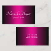 Zwart Hot Pink Ombre Elegant Script Visitekaartje (Voorkant / Achterkant)