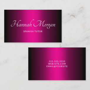 Zwart Hot Pink Ombre Elegant Script Visitekaartje