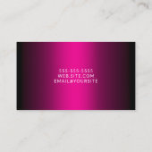 Zwart Hot Pink Ombre Elegant Script Visitekaartje (Achterkant)