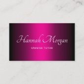 Zwart Hot Pink Ombre Elegant Script Visitekaartje (Voorkant)