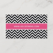 Zwart & Hot Roze Chevron Custom Monogram Visitekaartje (Achterkant)