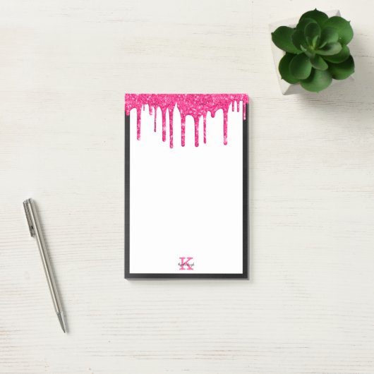 Zwart hot-roze glitter-schijven Middelgroot rechth Post-it® Notes (Kantoor)