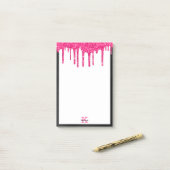 Zwart hot-roze glitter-schijven Middelgroot rechth Post-it® Notes (Op bureau)