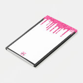 Zwart hot-roze glitter-schijven Middelgroot rechth Post-it® Notes (Schuin)