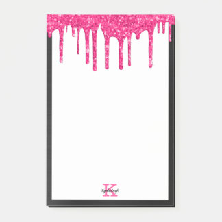 Zwart hot-roze glitter-schijven Middelgroot rechth Post-it® Notes