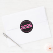 Zwart & Hot Roze Persoonlijke Afstudeerstickers Ronde Sticker (Envelop)