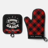 Zwart Hou van je vader vaders dag Ovenwant & Pannenlap Set (Voorkant)