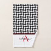 Zwart houndstooth-monogram bad handdoek (Handdoek)