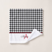 Zwart houndstooth-monogram bad handdoek (Wasdoekje)