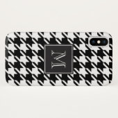Zwart houndstooth-monogram Case-Mate iPhone case (Achterkant (horizontaal))