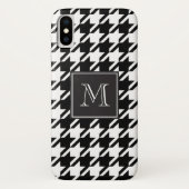 Zwart houndstooth-monogram Case-Mate iPhone case (Achterkant)