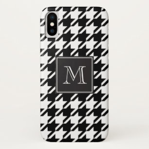 Zwart houndstooth-monogram iPhone x hoesje