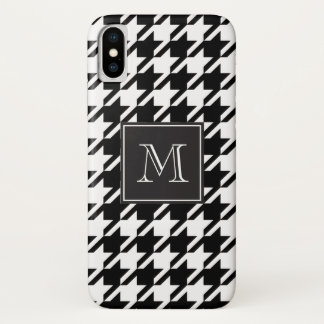 Zwart houndstooth-monogram iPhone x hoesje