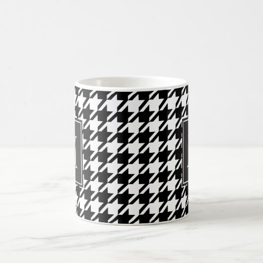 Zwart houndstooth-monogram koffiemok (Center)
