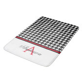 Zwart Houndstooth Rood Monogram Badmat (Gekanteld)