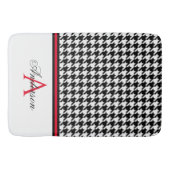 Zwart Houndstooth Rood Monogram Badmat (Voorkant)