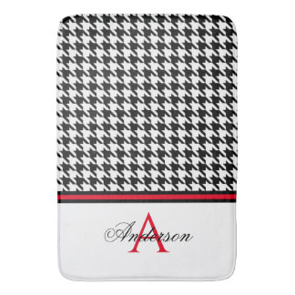 Zwart Houndstooth Rood Monogram Badmat