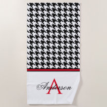 Zwart Houndstooth Rood Monogram