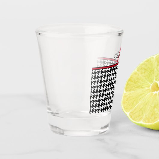 Zwart Houndstooth Rood Shot Glas (Links)
