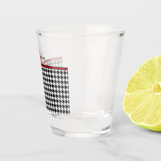 Zwart Houndstooth Rood Shot Glas (Rechts)