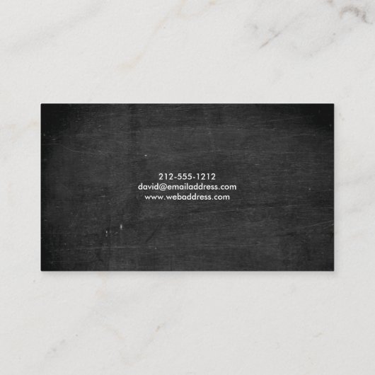 Zwart Hout Blauw Typografie Visitekaartje (Achterkant)