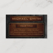 Zwart Hout Bruin Leder Kijk Monogram Visitekaartje (Achterkant)