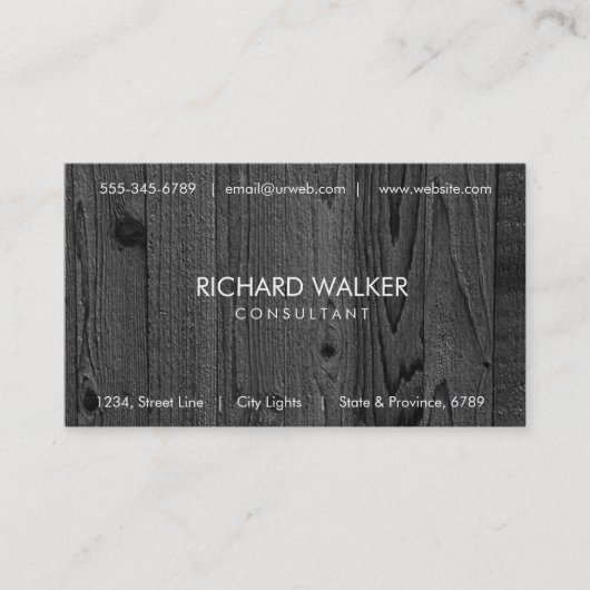 Zwart Hout Elegant Modern Professioneel Donker Visitekaartje (Voorkant)