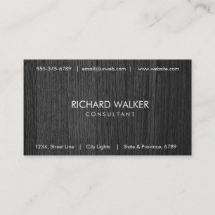 Zwart Hout Elegant Modern Professioneel Wit Visitekaartje