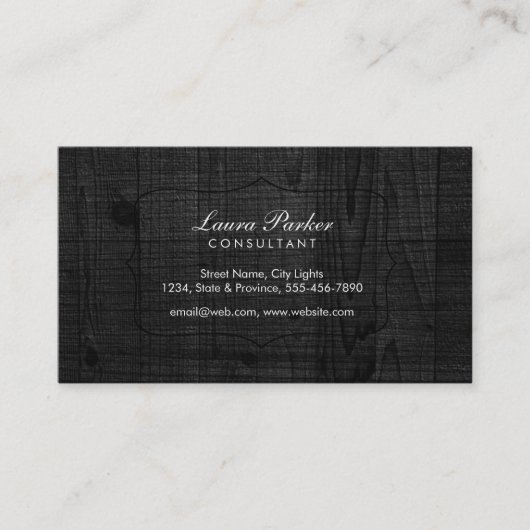 Zwart Hout Elegant Subtiel  Visitekaartje (Voorkant)