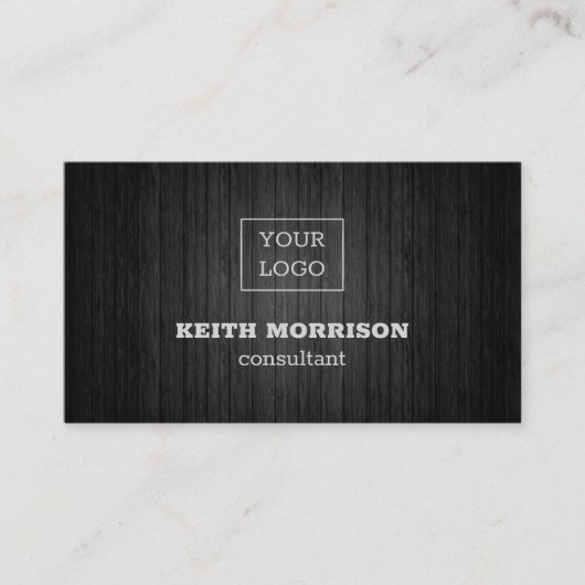 Zwart hout en Logo teken Visitekaartje (Voorkant)