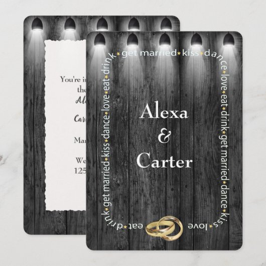 Zwart hout en potlampen kaart (Voorkant / Achterkant)