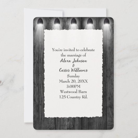 Zwart hout en schijnwerpers kaart (Achterkant)