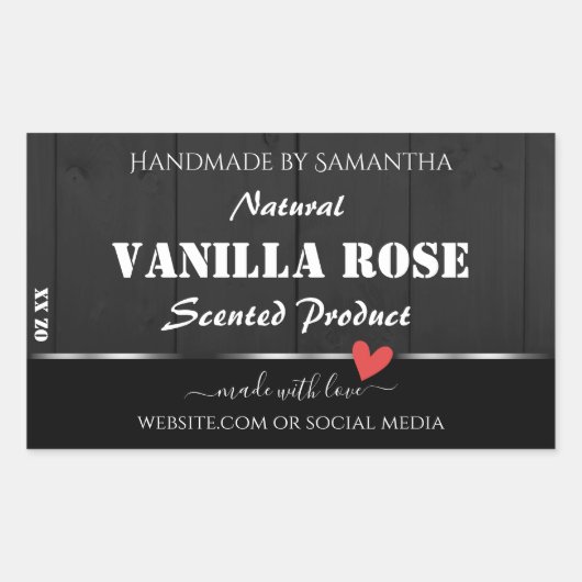 Zwart Hout Graan Product Verpakking Etiketten Hart (Voorkant)