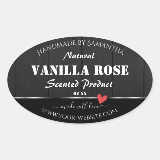 Zwart Hout Graan Product Verpakking Etiketten Hart (Voorkant)