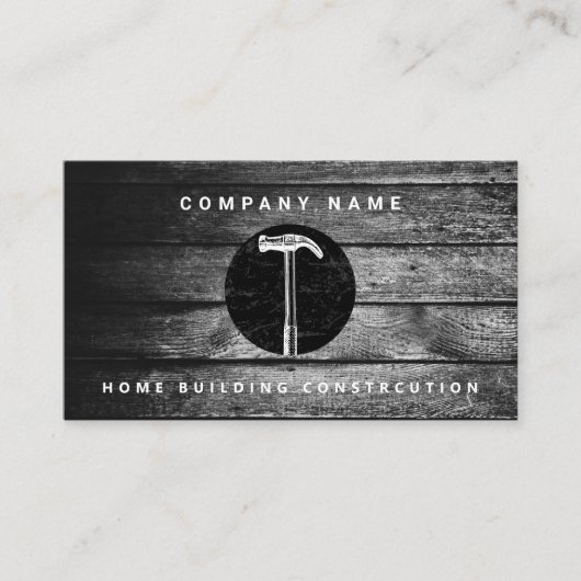 Zwart Hout Hamer Huis Bouw Bouw Visitekaartje (Voorkant)