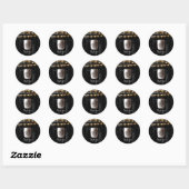 Zwart hout met lights & barrel Rustic Wedding Ronde Sticker (Vel)