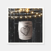 Zwart hout met lights & barrel Rustic Wedding Servet (Voorkant)