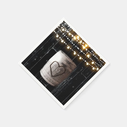 Zwart hout met lights & barrel Rustic Wedding Servet (Hoek)